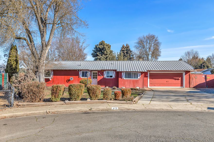 Looking for a Great Opportunity in Medford? This 1/3 of an acre has a charming 4-bedroom, 2-bath single-story home that is situated in a quiet cul-de-sac and offers plenty of potential for the right buyer. With RV parking, two-car garage, and a spacious backyard w/garden, this home provides both convenience and opportunity. Inside, you will find a nice fireplace in the living room open to the kitchen that features a gas stove, newer stainless-steel refrigerator dishwasher and washer/dryer all included. The metal roof adds durability to the home.  The backyard features a covered patio, garden area, and gardening shed. Buyers are encouraged to do their due diligence with the City of Medford regarding the possibility of adding an ADU for additional living space/rental income/or shop.  With great curb appeal and a clean slate for updating, this home is ready for someone to make it their own. Don't miss out on this fantastic opportunity!