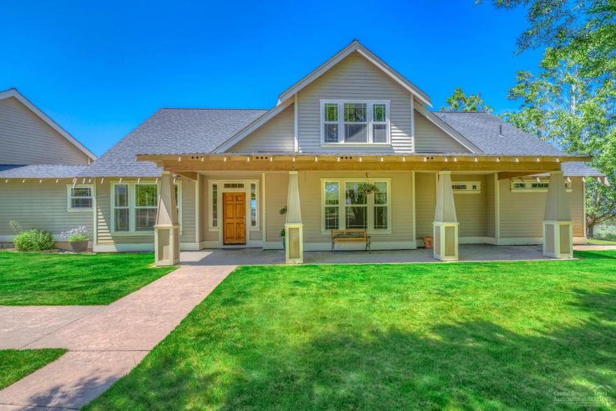 Powell Butte Estate with spectacular Mountain views on 10 acres, with 1.5 acres of irrigation. Main house is 3568 sqft with a 572 sqft separate guest suite or artist studio with a full bathroom. Well versed open floor plan with a large bonus room and wet bar. Beautifully landscaped with mature trees, 1 acre pond, Gazebo, Barn, underground irrigated horse pasture, fenced garden, and greenhouse. Bring your animals and become immersed in this tranquil oasis.