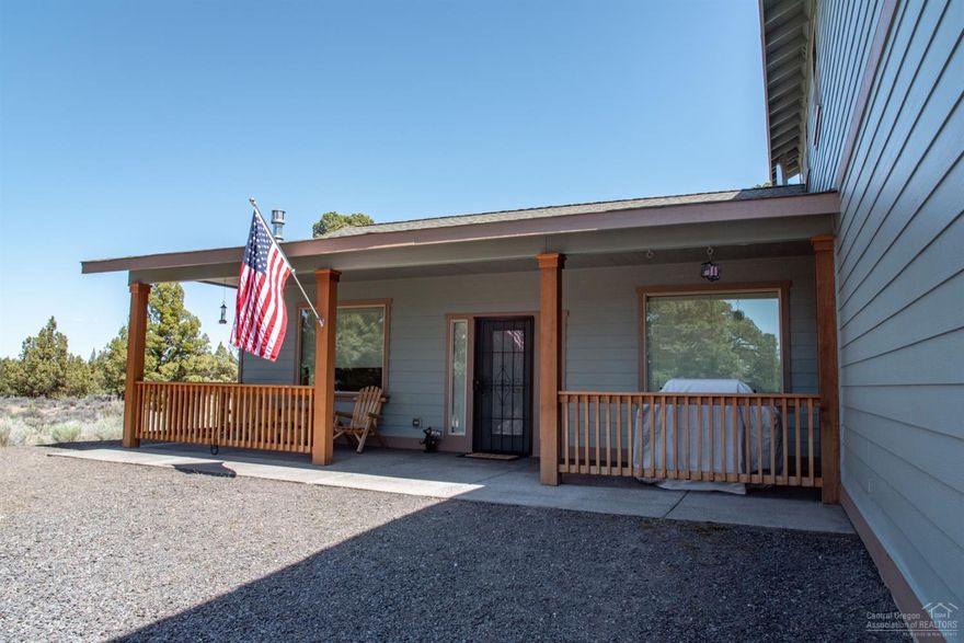 Incredibly rare and unique property just east of Bend. Paved and plowed road leads to this incredibly private and modern home on approx. 15 acres bordering public lands. Home was constructed in 2006 with its own self-contained power and water system. Spacious floor plan with multiple fireplaces. Incredible views from upstairs master suite with private deck. Come enjoy your private wildlife preserve with access to 1000's of acres of hiking and recreation.