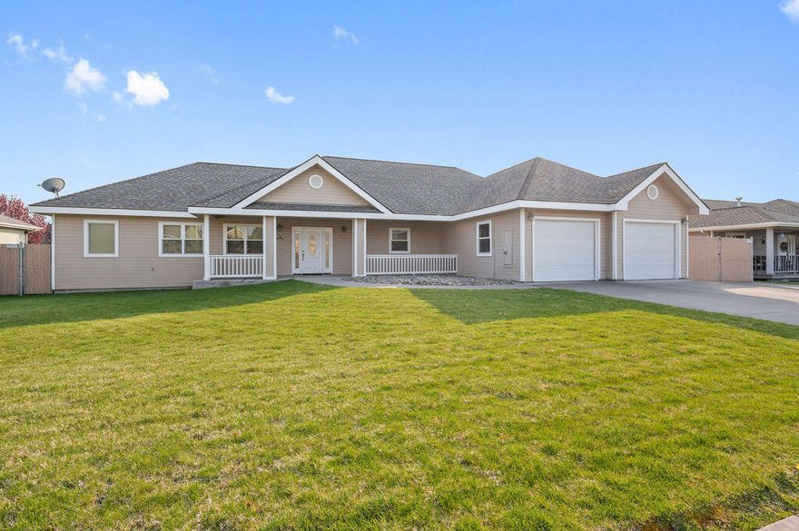 Welcome to this well-maintained 3-bedroom, 2-bath home in the desirable Sunset Village neighborhood. Built in 2003, this single-level residence features a split floor plan and an open layout designed for both comfort and convenience. The spacious kitchen offers a large walk-in pantry and custom cabinetry, making it a chef's delight. Recent upgrades include a brand-new HVAC and AC system (2024) for year-round efficiency. Outdoors, you'll find a concrete slab perfect for RV or boat parking, plus your own private oasis with a heated inground 6' fiberglass pool—ideal for relaxing or entertaining. A rare find in a sought-after community!