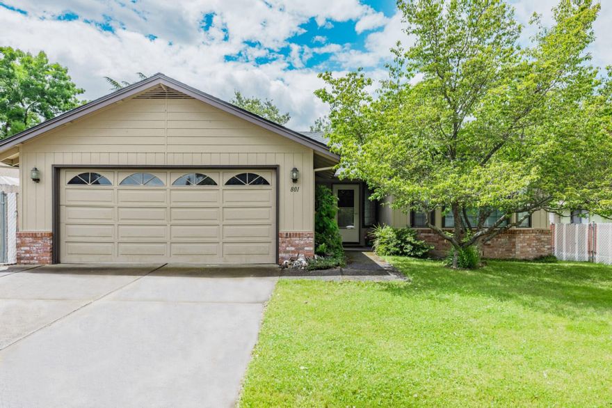 Great neighborhood & location for this single level well designed home. The floor plan is fantastic! The hardwood entry leads to the spacious & stylish vaulted living room with beautiful, brick fireplace & large bay window.  A spacious great room features a stunning remodeled chef's kitchen with gorgeous quartz counters, black granite sink, an abundance of counter space & cabinets, a dining bar that seats 6 & stainless appliances is the heart of the home. The great room provides wonderful space for family activities & entertaining and has access to the fenced rear yard for barbeques, gardening & playing. All sleeping quarters are set well away from the main living spaces. Primary suite has walk-in closet, bathroom with dual sinks & tile counters. Additional 2 bedrooms & tiled bath. Carpeting is 5 years new, roof new in 2014. HVAC is 1 ½ years new. Lots of storage, 2 car attached garage, extensive RV parking with full hookups, shed. Immaculate!