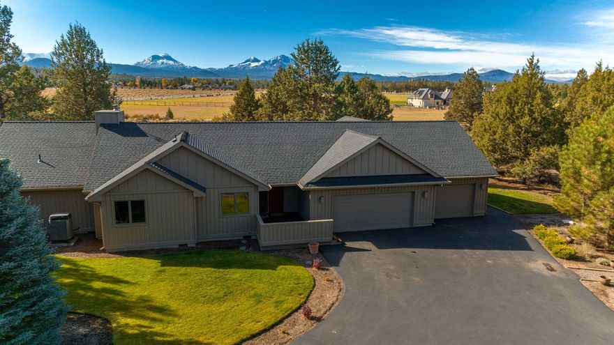 Special properties like this don't come on the market often. This custom single level home has been meticulously cared for by one owner, on 2.4 acres backdropped by views of Broken Top & Three Sisters. The main home features custom vertical grain fir doors with matching fir cabinets & trim throughout plus beautiful birch wood floors in the main living area. The kitchen features solid granite counters & newer Jenn-Air appliances. The primary suite offers wonderful views of the mountains plus a walk-in closet, dual sink vanity & tile shower. Attached to the main home is an updated 613 SF guest quarters consisting of a bedroom, full bathroom, living area & kitchenette with sink, dishwasher & refrigerator. With a separate entrance, a private deck plus it's own single car garage, this space offers many uses. There is also a detached 780 SF shop/garage complete with 220v wiring. Other updates include newer roof, newer furnace, exterior paint, refinished decks & drain field.
