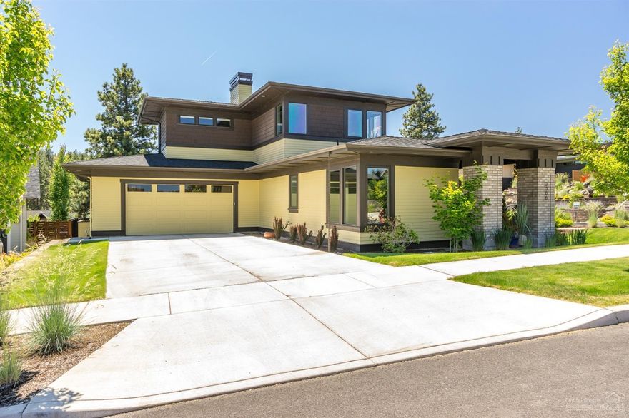 Exceptional Quality throughout this Contemporary Prairie home built by Structure Development NW. Spacious Great Room boasts hardwood floors, custom built-ins & 3 sided fireplace between Dining area. Kitchen w/expansive quartz slab island, commercial style range/hood, custom cabinets. Master on the main level, large bath with a huge tile walk-in shower. Spacious covered patio, fully fenced yard, custom landscape w/drip systems & native plants. Additional bedroom/office & full bath downstairs. Off the garage mud/laundry room with a sink & tons of built-ins for storage. Upstairs you will find a large Family Room, lots of windows & light, 2 bedrooms, a full bath with double sinks & private bathing area. Additional features include: tinted windows on the West side of the home for protection from UV rays, sun fading, heat and cool weather. Top down, bottom up shades throughout, surround sound. Located in desirable NorthWest Crossing, close to all the Best that Bend has to offer!