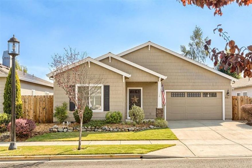 Beautiful and classy home located in a great neighborhood. This light and bright home features 3 bedrooms, 2 baths, 1602 sq. ft. with open floor plan. Harwood floors in entry, living room and dining room. Great spacious kitchen has cherry stained cabinetry with lots of cabinet space, glass-faced cabinets, gas range/oven, breakfast bar and walk-in pantry. Large living room is wired for surround sound system and offers tray/coffered ceilings and a sliding glass door to the back yard with covered back patio. Master suite has walk-in closet and master bathroom offers large shower. Hall bathroom offers dual vanity. Fantastic laundry room has lots of counter tops and lots of cabinetry for storage. Nice backyard with lawn, sprinkler and drip system. Attached 2 car garage. Move in ready!