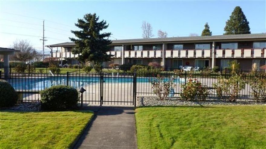 55+ Co-op community, ground level unit in Hawthorne Gardens. From the private back patio you can access the pool, rec room and covered BBQ/picnic area. There is a large living room slider and a bedroom slider. Roll-up sun shades included for privacy and sun protection. Centrally located close to downtown, across the street from the Medford Center. Seller installed two new vinyl windows. Re-screened both sliding screens. Owner will carry with $15,000 down!