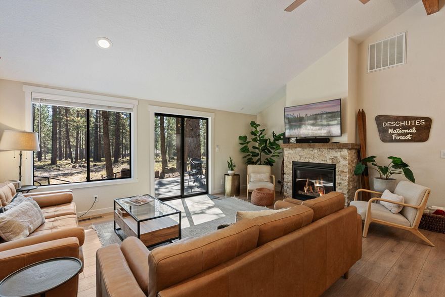 Turn-Key Sunriver Retreat - Renovated 3BR/2BA with Strong Rental Income. In the heart of Sunriver, this fully renovated 3 bedroom, 2 bath home offers comfort, style, and investment appeal. Extensively updated in 2022 with a new roof, flooring, kitchen, bathrooms, paint, gas fireplace, doors, fixtures, and furnishings, it's truly move-in ready. Backing to open forested space, the property provides privacy while being within walking distance to Fort Rock Park, SHARC, and the Village. Proven as a high-performing short-term rental, the home averaged 222 rented days per year with gross annual income of $61,243. Modern upgrades: new heat pump w/ AC, gas fireplace, recently purchased furniture and décor add lasting value. Whether a full-time residence, vacation retreat, or rental investment, this turn-key property blends location, function, and income potential in one exceptional Sunriver package.