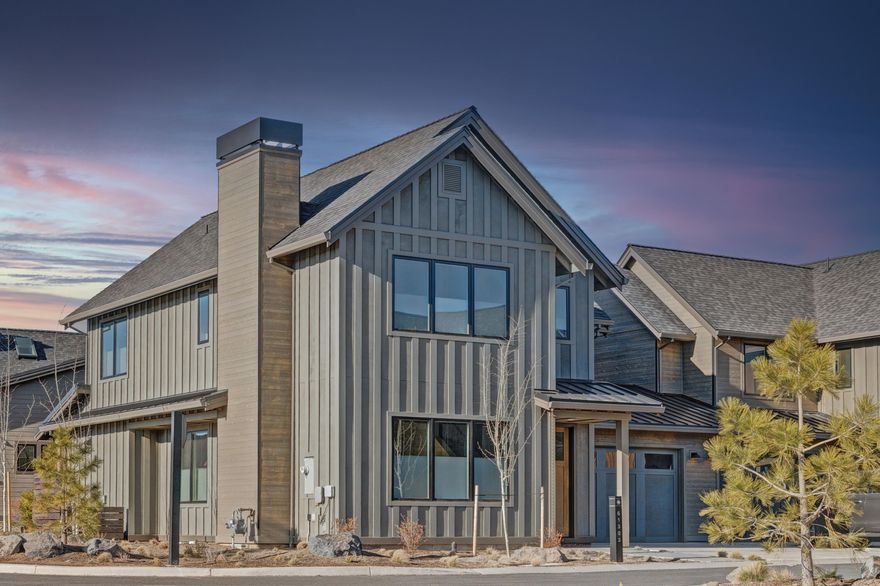 Tired of maintaining a large home but not ready to sacrifice luxury and convenience at Tetherow? This stylish Pine floor plan offers the perfect solution. Nearly new, it includes Hunter Douglas blinds, a washer/dryer, and a 2-car garage with space for outdoor gear. The kitchen, with a walk-in pantry, large island, and counter seating, connects seamlessly to the bright and spacious living and dining areas and overlooks the back patio. Upstairs features a total of three bedrooms, including a primary suite with vaulted ceilings, two secondary bedrooms, a full bath, and a bonus room that provides unlimited flexibility and could be a media room, gym, office or 4th bedroom. The west-facing patio is perfect for unwinding, with hookups for a hot tub or fire-pit and plenty of room for dining or lounging. Enjoy trails, pools, fitness, dining, and golf right at your doorstep for unmatched recreation and relaxation.