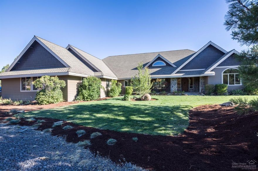 Wonderful Opportunity to live in sought-after Tumalo Countryside.Ride your horse,bike,walk from your home to the trailheads of Tumalo Reservoir surrounded by endless Deschutes National Forest. Exceptional single level Custom Home on 4.8 ac features rustic timber trusses, vaulted ceilings,2 masters,large 3 car garage w/shop area.Luxurious mstr bath w/soaking tub, walk-in shower, dual vanity & huge walk in closet w/wood shelving.Privacy, peaceful, 1.9 ac irrigation & room to build a barn, greenhouse & more!