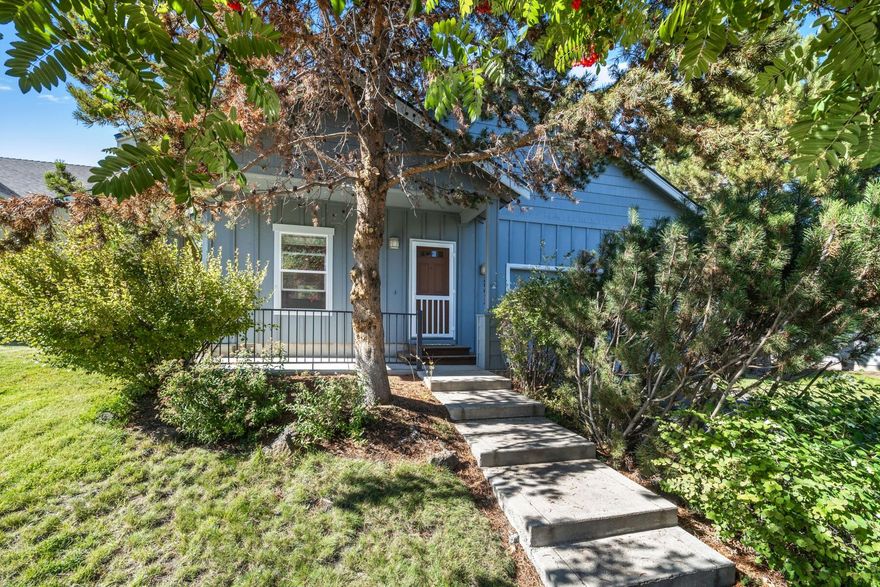 This private, light, and bright single-level home offers the perfect blend of modern design and cozy comfort. As you step inside, you'll be captivated by the thoughtfully designed open-concept floor plan, accentuated by vaulted ceilings and a warm gas fireplace.  The Asian walnut hardwood floors flow seamlessly through the main living area and 2 bedrooms adding a touch of elegance.  For those who love outdoor living, this property truly shines. Step outside to discover a large, fully-fenced backyard where you can entertain friends and bask in the Central Oregon sunshine.  Additionally, this home comes with a new roof, ensuring peace of mind and minimal maintenance for years to come. An impressive energy score of 8 means lower utility bills and a more eco-friendly footprint. Don't miss your chance to own this exceptional home in Northpointe, where comfort, style, and convenience come together seamlessly.