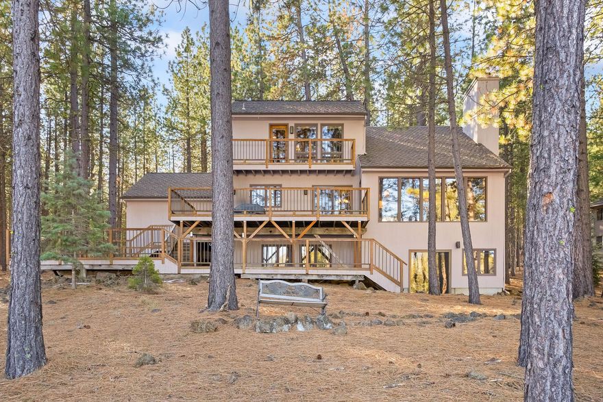 Best value in Black Butte Ranch! Stunning 3240 sqft retreat situated on a truly unique site offering amazing views of Black Butte & Hazard Lake while also bordering the golf course (the views need to be seen IN PERSON to appreciate; photos don't do it justice!). The multi-layered deck provides expansive outdoor living space perfect for soaking in the scenic surroundings. Interior features include a spacious great room with a vaulted ceiling and wood-burning fireplace with massive stone surround/hearth. The upper-level master suite includes an en-suite bathroom, and a private balcony with a great view. The lower level of this 3-level home adds a large second living room, its own wood stove, wet bar, extra dining area, 1 bedroom, 1 flex room (currently used as 5th bedroom), and sauna. BBR is home to stunning mountain views, pristine lakes, and world-class amenities including top-notch restaurants, sports courts, scenic trails, and easy access to public lands.