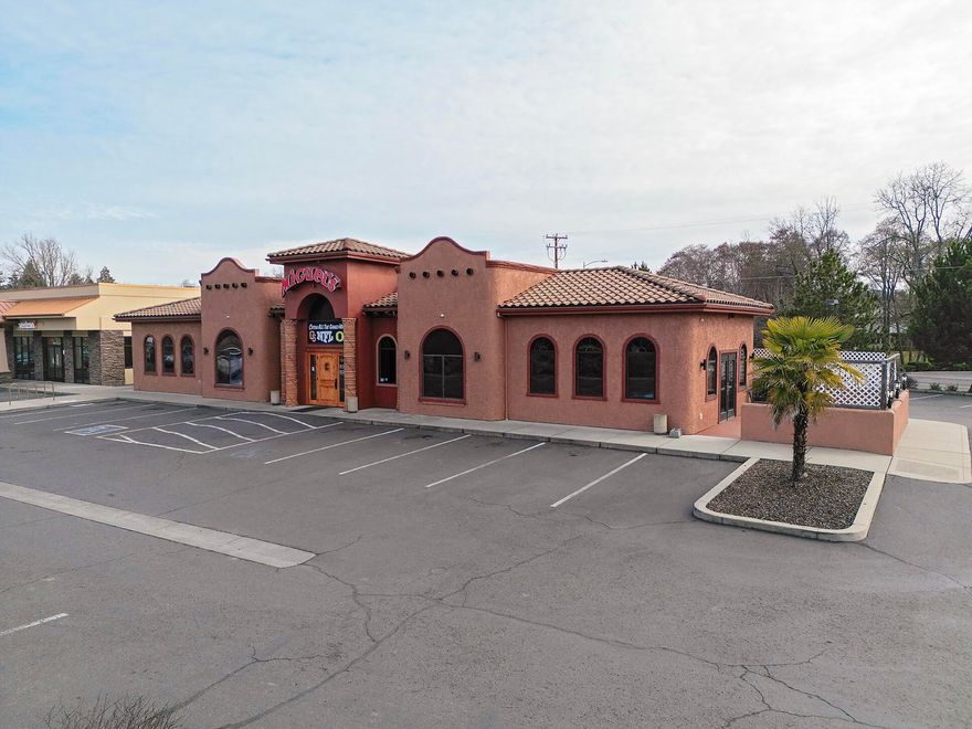 This great property features Hacienda style architecture with stucco siding, Spanish tile roof, Tiled patio with spacious seating inside and out, Bar and Grand commercial kitchen. The business has been run successfully for over 16 years. The building was custom built for the current owner and has many added amenities. The property is centrally located  on Hwy 62 with easy access. Its in the Heart of the Eagles Landing shopping center. Eagle Point has more than doubled its population in the past 10 years . New Franchises like Walmart entered the market and surrounding towns people often come to Eagle Point for all there needs. Location is prime and Owner is ready to retire dont let this once in a lifetime opportunity pass.