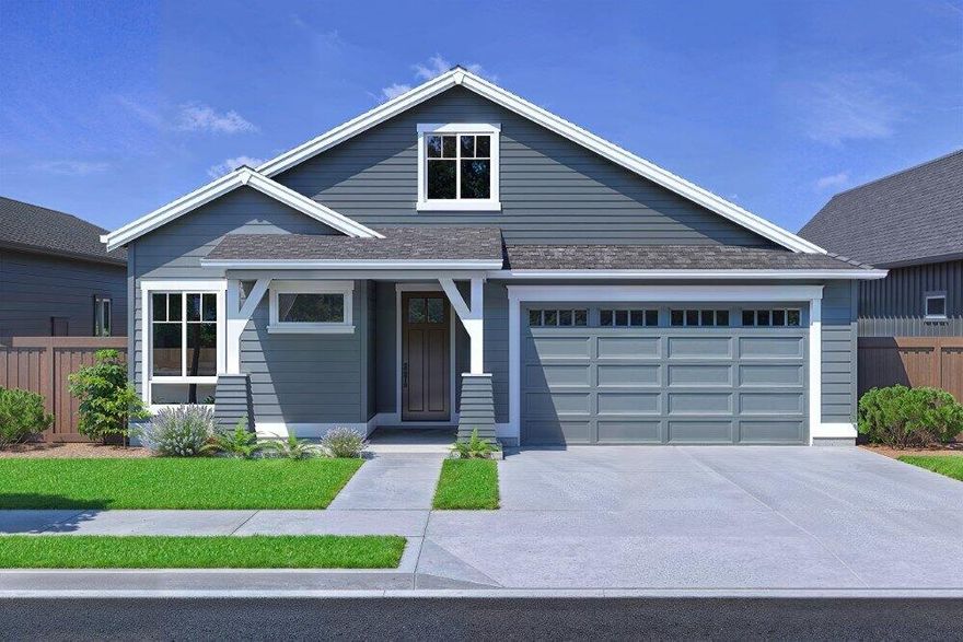 Check out this upgraded single-level Rainier floor plan on Lot 178, estimated for November completion in Bend's sought-after Easton community! This 2,122 sq. ft. single-level home offers 4 bedrooms, 3 bathrooms, and open-concept living with quartz countertops, wood composition flooring, soft-close cabinets, and a spacious great room. Upgrades include 8' main-level doors, clear frameless glass shower door in the primary suite, fireplace cabinetry, wood shelving throughout, and a KitchenAid 4-piece appliance set. Additional features: A/C, tankless water heater, and full fencing. Easton offers future retail, pools, parks, and walkable streets designed for Bend's sunny lifestyle. Photos of a similar model; floor plans and finishes may vary.