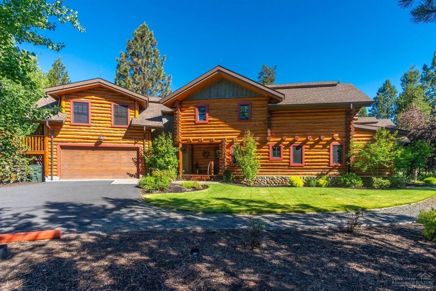 Come discover a place where you can unwind and relax in serene mountain beauty along a pristine river in unmatched luxury, recreation and unspoiled wilderness. Gorgeous log cabin retreat nestled along the banks of the Deschutes River with Mt. Bachelor as the backdrop. Uncommon 270' +/- of river frontage and private dock. 4-bedroom, 4-bath custom home offers over 2900 sq. ft. of living space, lock-off guest quarters connected to main home, attached 2-car garage and additional 3-car detached garage with shop.