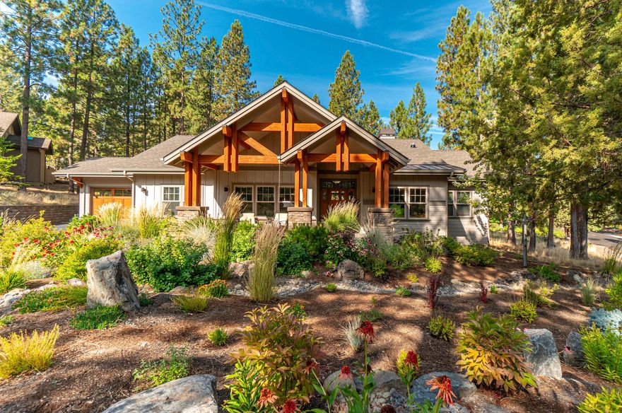 Situated in Awbrey Glen this single level home with no steps offers golf course living & lovely views without being right on the course. Upon entry there is a sunlit office to the right. The primary suite sits in its own wing with a large walk in closet & spa-like bathroom & a bonus room. The great room is the central focus with lofty ceilings and views out over the back yard. On the other side of the home are two additional bedrooms and a bathroom. Owners love the extra deep 3 car tandem garage and oversize laundry/mudroom. A formal dining area located at the front of the home looks out over the front cottage garden landscape over to the golf course across the street. Originally built by Tyee Development this Earth Advantage home is graced with quality appointments throughout and sits in a great central location in Awbrey Glen.