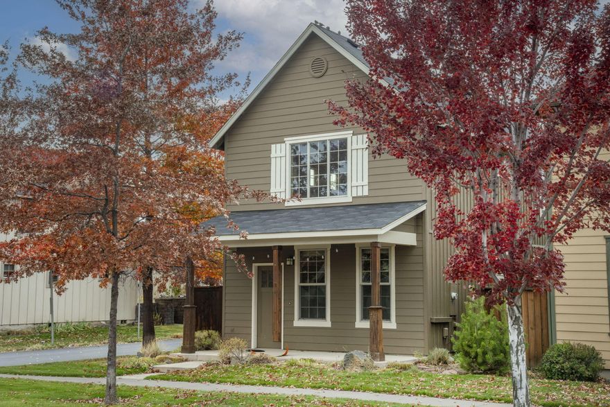 This home has sought-after layout features including a primary bedroom conveniently located on the main level—a rare find that combines comfort and accessibility. Upstairs, you'll discover two additional bedrooms plus a spacious, versatile loft area that sets this home apart from others in the neighborhood—perfect for a home office, media room, or creative retreat. Fresh paint, updated appliances, and air conditioning make this home truly turnkey. Step outside to your private courtyard for sunny morning coffee or evening relaxation. The attached garage includes a workbench, and there's even a storage shed for all your gear. Ideally located near Costco, Empire Crossing Park, shopping, Pine Nursery pickleball courts, breweries and restaurants.