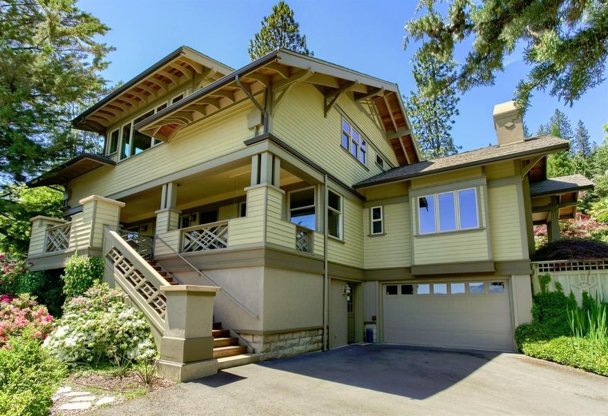 One of Ashland's finest homes with the best views in the city, only 3 blocks to the Ashland Plaza. Originally built in 1910 home was taken down to the studs and completely re-built by Don Sever and Steve Snure in 1997 with exquisite detailing and highest quality amenities throughout! Endless views of the city and mountains and professionally landscaped with TID irrigation. Park-like grounds with mature plantings, soaring trees, large lap pool and spa. No expense was spared in restoring this home! State of the art kitchen (two full sized dishwashers) outside barbecue/kitchen and large wine cellar with wet bar. Hardwood and slate flooring and beautiful clear fir craftsman-style doors and cabinets. Media room with state of the art equipment and separate exercise room. A true Ashland treasure!