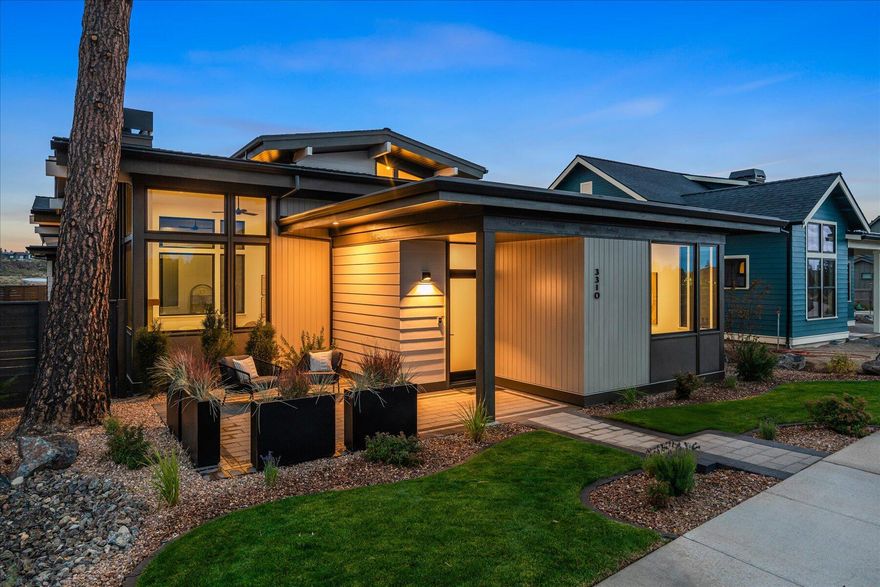 Stunning midcentury modern design with intention, style, and livability at its core. With a layout tailored for privacy, flexibility, and seamless indoor-outdoor connection, this home is built for the Central Oregon lifestyle. The open-concept main level features 9-ft ceilings, a vaulted great room filled with natural light, and a chef's kitchen with Thermador appliances and full-height cabinetry. A private courtyard anchors the home, with direct access from both the great room and the main-level primary suite - ideal for relaxing or entertaining in your own secluded outdoor space. Upstairs, a private guest oasis includes a bedroom, full bath, and bonus room - perfect for extended stays, hobbies, or work-from-home flexibility. This home offers a refined take on modern Bend living - steps from Discovery Park, trails, & the best of the westside.