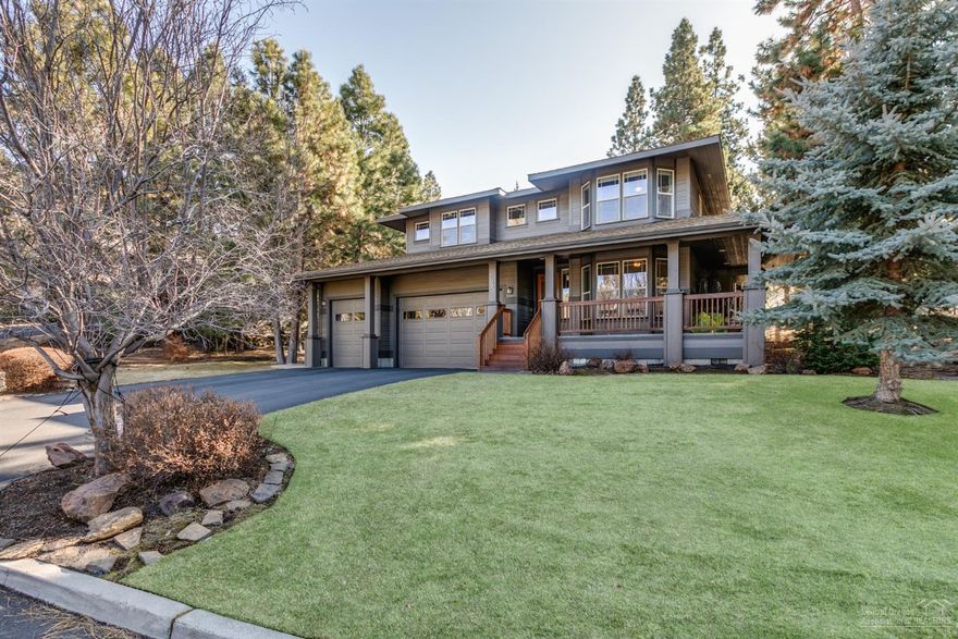 Extraordinary Location & Privacy! Remarkable estate home located on a quiet cul-de-sac in the heart of Bend's Westside. Hit the trails right out your back door! This home sits on a well treed and very private 1/2 acre lot backing a large common area creating an incomparable backyard for privacy in NW Bend. WIth almost 3,700 square feet and a flowing layout, there is plenty of room for everyone. Four large bedrooms, large office, kitchen, master, dining area and great room. There are 2 master suites, one on the lower level and one upstairs. A bonus area upstairs is perfect for TV. Very large and private rear patio with fire pit and gas BBQ line. Wrap around front porch with professional landscaping front and back. Watch the stars at night from the back patio hot tub! Newly remodeled interior including beautiful slab granite tops, Kitchen Aid stainless appliances and much more. If you want privacy on the Westside of Bend this is it!