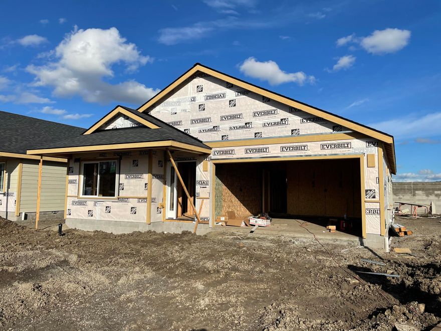 New home to be built by Howard and Howard. Lot-16. This home has been designed with an open floor plan, vaulted ceilings and beautiful modern touches thoughout. The kitchen has white painted custom wood cabinets, fantasy brown polished marble countertops and 
 white farmhouse sink with a coordinating tile backspash. All stainless appliances will be included.The interior color will be a beautiful neutral with white trim and ceiling color. Sharkskin is the exterior color with white trim and coordinating peak color.All the flooring is upgraded with laminate wood flooring, mohawk sculptured touch carpet in the bedrooms and a neutral tile in canyon gate oyster in the bathrooms and laundry room.There will be natural gas fireplace in the living room with beautiful stonework and distresses alder mantel stained in espresso. All the windows frames will be cased and trimmed out with window treatments.
Landscaping front and back with timed sprinklers and fencing. 2 car garage and inside laundry.