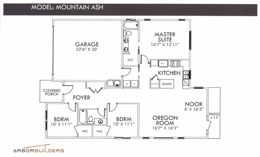 Beautiful new home by Arbor Builders located in McKay Meadows. Home features include, 30 year comp roof, covered front entry, knotty alder cabinets, 9' ceilings, natural gas forced air heat, drought tolerant landscaping with sprinkler system in front only, patio for outside enjoyment. Arbor Builders will give a $4000 credit towards upgrades for accepted offers that are received before Thanksgiving.