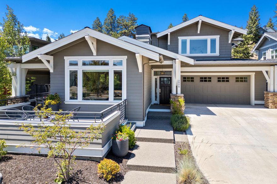 Discover your sanctuary in Northwest Crossing with this exquisite Greg Welch-built home on the coveted Shields cul-de-sac. Step inside to find gorgeous hardwood floors and soaring ceilings in the open-concept living space flooded with natural light. The main floor features a window filled office and a luxurious primary suite with a soaking tub and walk-in closet. Upstairs, a versatile bonus room awaits alongside two bedrooms and a full bath, complemented by a built-in desk for added functionality. Outside, the large front deck and thoughtfully designed backyard offer low-maintenance outdoor living with private mature landscaping that backs up to Bend Parks and Rec land. For the avid outdoors enthusiast, the oversized 2-car garage includes a bonus area for all you gear, while a 6KW solar power system and Earth Advantage Gold Certification ensures incredibly low energy costs. A short distance from Discovery Park, shopping, and dining, this home epitomizes Bend living at its finest.