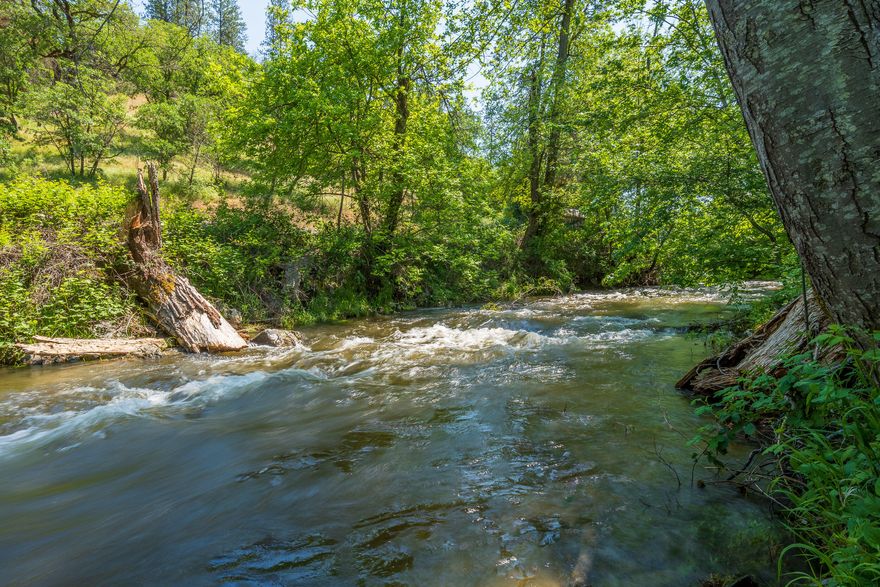 Welcome to Camp Cowgirl, a lush riverfront homesite and AirBnB nestled in the Applegate Valley, offering breathtaking views of the forest, majestic mountains, vast pastures, LIVE WATER, & income! The property benefits from gravity fed irrigation from the Gin Lin ditch, providing pastures that have historically hosted cattle for grazing & produced fresh food. Experiencing this property includes the sweet melodies of birds & the gentle rush of Little Applegate River. Enjoy the scenic path leading to the river swing taking in the serenity of the water, or explore the forest trails that wind through the property.  A large draw to the area for wine enthusiasts, the renowned Applegate Valley Wine Trail, is just out your backdoor & includes a multitude of family wineries inviting you to savor the flavors of the region. Applegate Lake, just 17 miles south via Upper Applegate Road, beckons with its well-stocked waters teeming with smallmouth & largemouth bass, as well as Rainbow Trout.