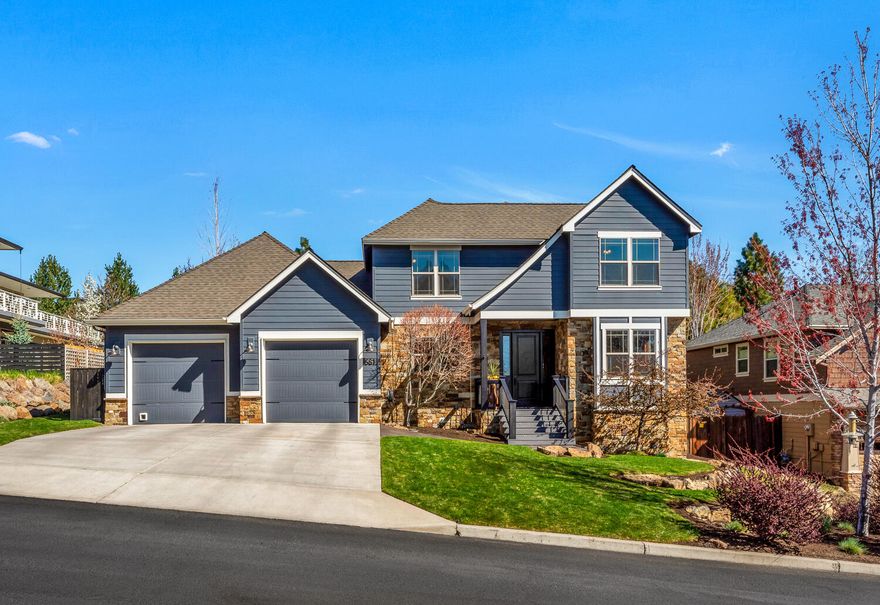 Immaculate home in one of Bend's most popular Westside locations! Pride of ownership with new modern paint, real stone trim, recently renovated front porch and welcoming entry with custom front door. Foyer leads to great-room with soaring ceilings, picture windows and inviting living area with gas fireplace. Chef's kitchen has new appliances, tile backsplash, solid-surface countertops, large island and walk-in pantry. Main level primary bedroom with generous bath, walk-in closet and French doors. Large downstairs office as well as laundry/mudroom off the entry.  Second floor has 3 bedrooms and one bath. 4th bed could also make a perfect bonus room. Immaculately landscaped in front and back.  The large lot allows for a fully fenced back yard oasis ideal for entertaining with large deck, pergola & mature landscaping.  Massive storage area under home. The 3-car tandem garage has a workbench plus room for all the toys. NO public open house. Qualified buyers w/agents only please.