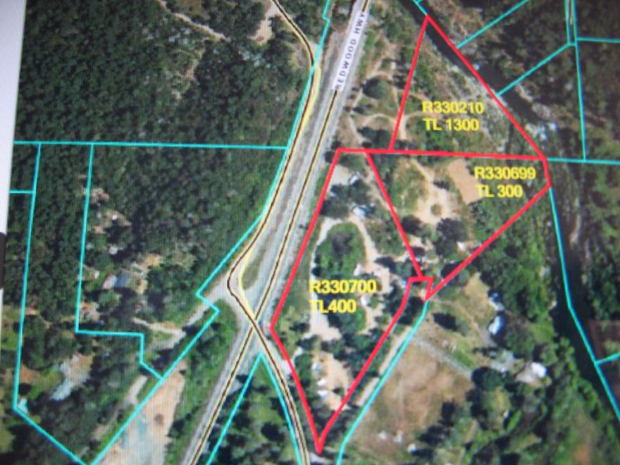 Great Investment Opportunity. Three tax lots totaling 9.95 Acres. 2 lots are zoned RR5, 1 lot zoned RC TL400 4.12 acres . TL300 is 3.37 Zoned RR5 Acres on the illinois River has a septic, Shared well and water rights.  TL1300 is 2.46 Zoned RR5 Acres on the illinois River, with shared well. RC lot would make a great RV business or etc. Huge opportunity here.