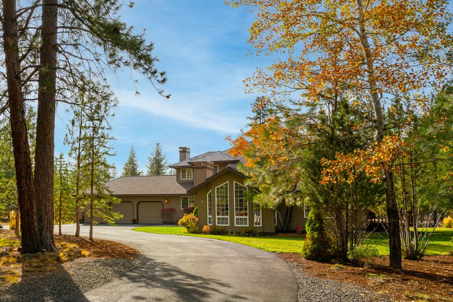 Looking for elbow room and some peace and quiet? This lovely home in Woodside Ranch is on 2.29 acres and tucked away at the end of a quiet cul-de-sac on the edge of the Deschutes National Forest.  You'll love watching the deer in the expansive park-like backyard while sitting by the fire in the cozy family room.  The kitchen and eating area open to the family room and there is a spacious deck and large fire pit area out back that are perfect for entertaining. Separate living and dining areas have nice flow with vaulted ceilings, large windows.  A dedicated office with build-in bookcase and one bedroom are downstairs. Laundry room and three bedrooms are up including a private covered deck off the primary suite. All bathrooms have been beautifully updated. This property offers a 2 -stall 1358 sq ft barn with tack room, water, and power plus extra storage. There are 2 fenced dry lots and miles of trails out your back door. Three car garage and room to park your RV.