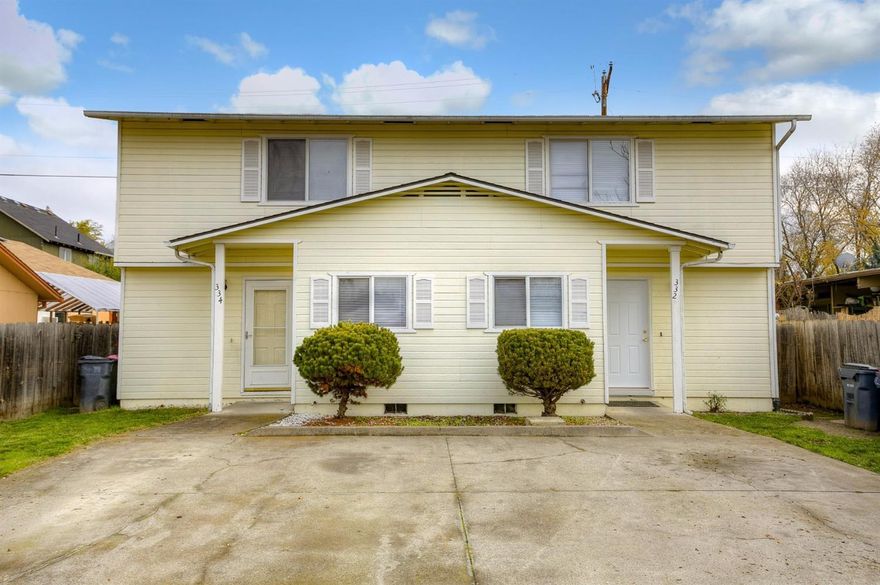 FIRST TIME ON MARKET!! Duplex has been being rented well below market value. 334 has new carpet, paint, doors, hardware and gas stove. 2 story, kitchen, dining room, laundry room and 1/2 bath downstairs. 3 bedrooms and full bath located upstairs. Fenced back area with alley access and storage shed. Property has been wall maintained by owner. A great investment property or live on one side & rent the other side.