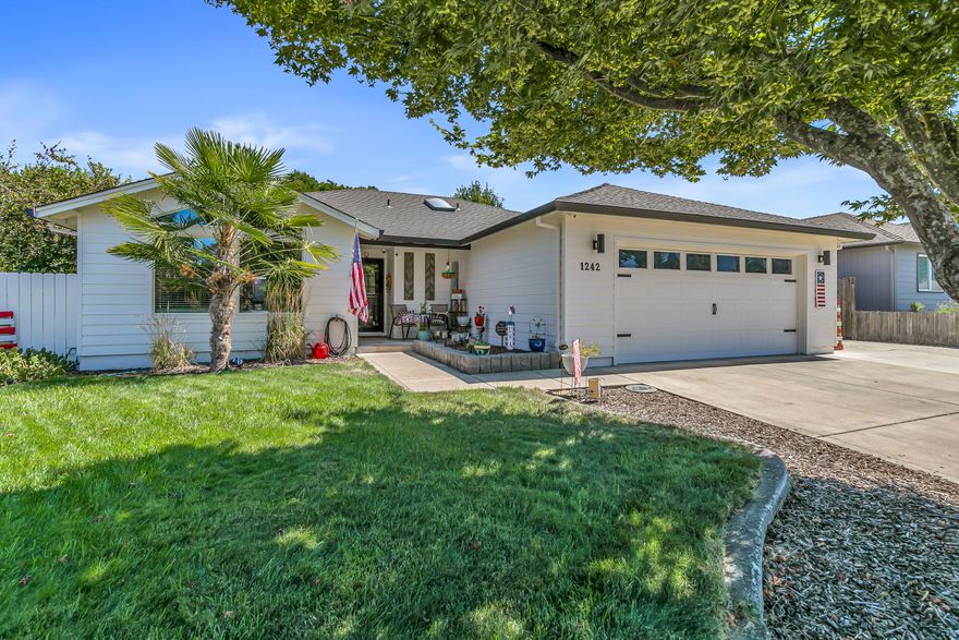 Excellent Home & Location! Move-in ready, this immaculate single-level Central Point home sits on a quiet, private street with minimal traffic and a prime location just off Beall Lane. Fresh interior and exterior paint, newer real engineered hickory hardwood floors, vaulted ceilings, all window coverings included, and 2 skylights fill the home with natural light. The kitchen features a newer stainless steel oven & microwave, new sink & faucet, and opens to the dining area. Enjoy the beautiful fenced backyard with a new custom Trex deck, covered patio, small grass area, fully fenced back yard, and a detached shed with concrete floor. There is huge RV parking along the side with an RV gate. Newer high-end UV tinted front windows in the front of the home enhance comfort and efficiency. Finished 2-car garage with opener & cabinets included. A perfect combination of style, comfort, and location.