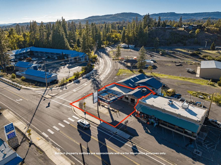 Exclusively presented for direct lease - 21823 Hwy 62, a highly-visible 'main and main' retail space immediately available in beautiful Shady Cove, Oregon (the ''Space''). Sited on a hard corner at the confluence of all major roadways in Shady Cove, the Space enjoys exceptional visibility from 12k+ VPD, oversized signage, and a well-known location at the gateway to Crater Lake. The Space is one of a small handful of right-sized, well-located retail properties in the region, and is an ideal 'blank slate' for a wide variety of users. A taphouse / beer garden user is preferred, but LL will entertain all proposals (reserves approval rights). The highly flexible space includes the former sandwich shop space, a former market w/ walk-in merchandise cooler, two kitchens, restroom, and more. Abundant space upfront in the parking lot and underneath the large existing canopy. Prospective users should note all gas equip. has been removed - not suitable for gas user. Contact brokers for more info!