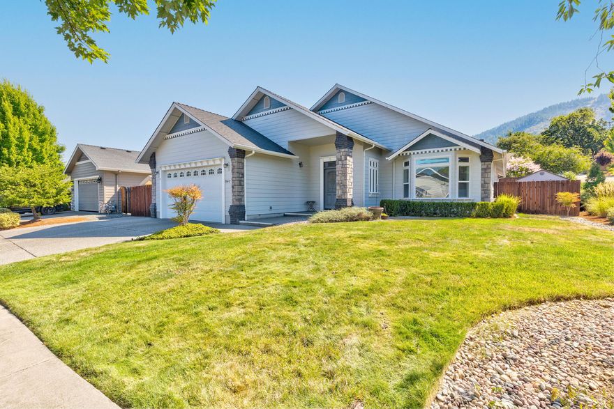 Beautiful single level, 3 Bedroom/2 Bathroom, 1,912 SF home sitting pretty on .21 acre corner lot. This 2006 Chapman built home is complete with a lovely fenced backyard and RV parking. The gorgeous front entry welcomes you into an open living space with Cherrywood floors, vaulted ceilings, arches, detailed trimmed windows and gas fireplace. The Kitchen features a coffered ceiling, solar tube, granite, pull outs, stainless steel appliances, gas cooktop, pantry and eating bar. Dining area has built in buffet and glass doors that lead to your backyard covered patio, grass and low maintenance landscaping with inground sprinklers in back and front. Off the kitchen is the laundry room with utility sink and double car garage. The large primary suite has a double door entry, walk in closet, dual vanity and sliding glass door to private patio. The additional two bedrooms have lovely window light, double closets and terrific trim finishes. Convenient, low traffic area with mountain views