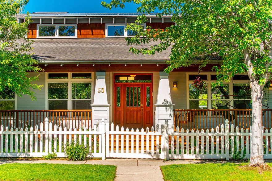 Rare find in prime westside Bend location situated between downtown and the Old Mill District. This craftsman-style 3-bedroom, 3-bath, 2,390-square-foot home with bonus room is just one block from the beautiful Deschutes River above McKay Park and a world-class surf
wave. Easily access everything Bend has to offer including summer concerts at the Les Schwab Amphitheatre, a morning surf session, run on the river trail, or mountain bike ride at Phil's Trail, no car required! Enjoy your master on the main, an oversized second-floor bonus room, and an open floor plan with vaulted ceilings and plenty of natural light. Relax on the covered front or rear porch, and grow your own veggies all summer long in one of two large planter beds. Home features AC, gas fireplace, alley-accessed two-car-garage, plus an additional pad for parking. Live the ultimate Bend Lifestyle with this unique opportunity to be steps away from all the action.