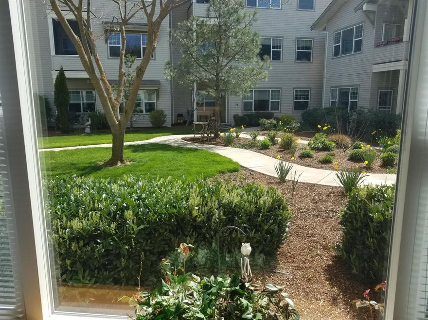 Great location -- easy to the community dining room located in the clubhouse and fitness center too. Nice views of the beautifully landscaped courtyard and Cascade Mtns from the covered patio. Kitchen with granite counter tops, raised dishwasher and pass-thru to dining area. Master suite with large, easy access closet and bathroom with low step-in shower. Great opportunity to live in the Aspen building attached to the clubhouse and in Mountain Meadows, Ashland's only 55+ resort style community.