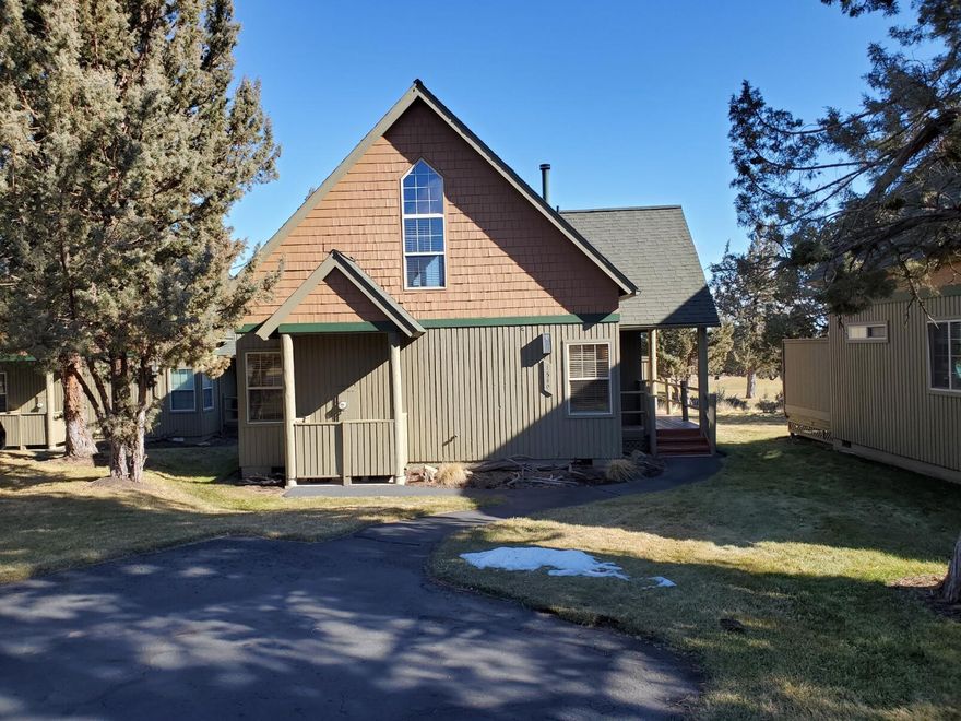 Sun Forest built chalet. Back looks out to Eagle Crest Ridge Golf Course, 17th Green. Popular chalet style home with knotty pine interior, log railing accents, 2 bedrooms on main floor, private master bedroom on 2nd floor next to seating loft looking out to beautiful views. Great location to enjoy your vacation time in Eagle Crest with 5 weeks a year. Close to Ridge Golf Clubhouse and Greenside Cafe with outdoor seating/built-in firepit and one of the 3 Rec Centers. With ownership you have access to the 3 Rec Centers in Eagle Crest with pools, hot tubs, tennis and pickleball courts, excercise facilities plus miles of walking/biking trails and access to Deschutes River. Your 5 weeks can be just for your use or you can exchange, loan or rent your week.