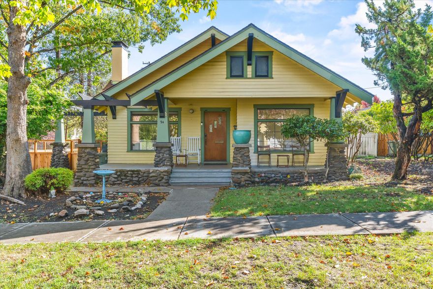Fantastic downtown Ashland location with curb appeal!  This 2- bedroom, w/den-office & one bath, home is cozy and provides ample room for storage and living space. Enjoy sitting on the deck in the mornings with mountain views!
Owner has invested in the last year in a brand-new beautiful deck along the home, new gates and fencing, FP insert, newer HVAC system and all brand new ductwork and insulation making this home very energy efficient and new sprinklers. Recent upgrades include new electrical panel, flooring in many of the rooms, new interior paint throughout and a new roof in 2022. This 1920's vintage Craftsman home is located in Ashland's famous Historic District and just a few minutes' walk to the plaza. You will find shopping, fine dining, the Oregon Shakespeare Festival, Oregon Cabaret Theatre, & Lithia Park all easily accessible. There is a liability insurance fee for the small HOA ($190/annually) that also provides 2 parking spaces towards back of the property.
