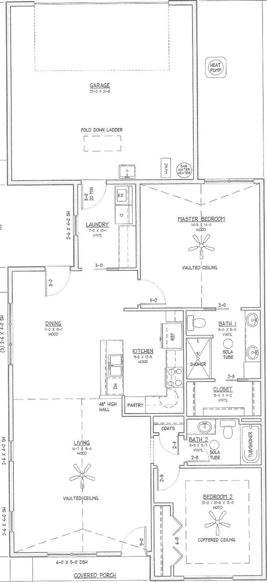 A beautiful single level 2 bedroom, 2 Bath, spacious 0-lot line backed by a future pocket park. Covered Front Porch. Coffered Great Room with ceiling fan. Large Dining Room with wall of windows to enjoy view, and slider to covered and uncovered patio. Kitchen with granite counters, breakfast bar, under cabinet lighting, pantry with pull-outs, and deep pan drawers. Master Bedroom is coffered and has a pocket door to dual vanities, a linen, oversized custom shower, and walk-in closet. Guest bedroom is coffered and over-sized. Both baths have solatubes. Hardwood floors thru-out living/kitchen/dining/bedrooms/hallways. Utility room with cabinetry and folding counter is 7 x 10. Garage is finished with pull down stairs to storage. Home is Earth Advantage Platinum. Yard is completely landscaped and fenced white white vinyl.