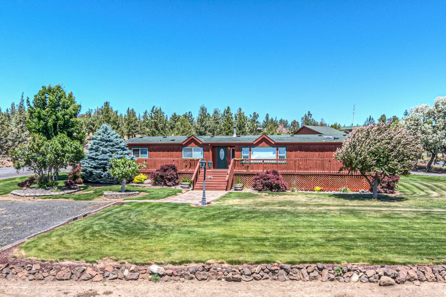 This is your moment! This home has it all. The main home is over 1700 Sq Ft with a wonderful flow to it. 3-bedroom 2 bath, lovely updated primary bathroom with large walk-in tile shower. Loaded with storage space, large walk-in closet. Spectacular views of the mountains. Behind this lovely home there is a large 16' x 35' RV garage with 16ft roll up door. Next to it there is an additional garage with power doors. Beside that is a lovely 1-bedroom guest house with full bath & kitchenette. Wonderful wrap around deck and plenty of parking for all of your toys. Come see all that Crooked River Ranch has to offer. Horseback riding, Golfing, Tennis, Swimming pool, and so much more.