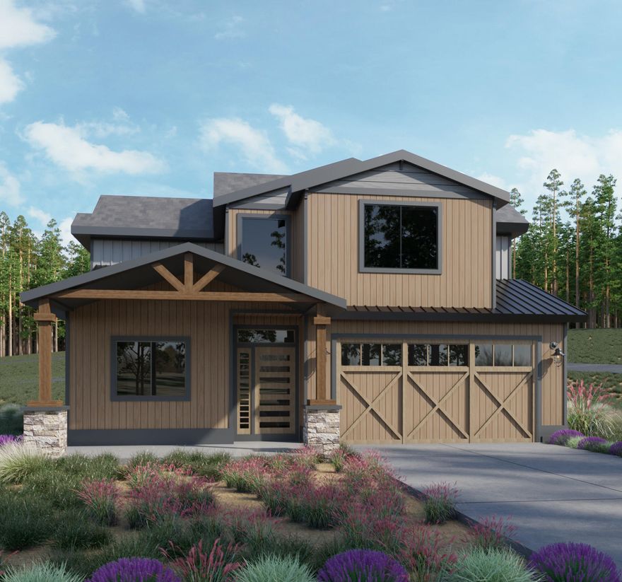 Beautiful new modern farmhouse style home in the Lodges at Bachelor View. Excellent floor plan offering features you will love including a well appointed kitchen, open great room with fireplace overlooking a landscaped yard, den/office with closet on main (or 4th bedroom), bonus room, and luxurious master suite with soaking tub, all complemented by a 3-car tandem garage. Quality finishes including cedar and hardy siding, metal roof accents, tankless water heater, high efficiency gas furnace & Central AC. High ceilings, solid quartz counters throughout, custom cabinetry with soft close, under mount sinks, stained wood doors and shiplap accents. Wood flooring throughout main level and bonus room, tiled bathroom floors, hand textured walls, and full wood wrapped windows/doors. Come experience the quality of Luma Vista homes in a great new neighborhood steps to trails, close to river access on the way to Mt Bachelor and only a 5-minute drive to the heart of town. This is truly Bend living!