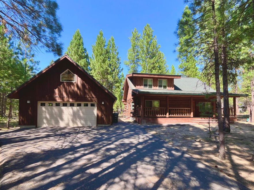 Experience the magic of this picturesque log home located in the serene Upper Deschutes River community of Wild River at Pringle Falls!   Classic 2 BR/2 BA scribed log home + cedar detached garage w/finished bonus room above is guaranteed to provide the consummate mountain/river/forest lifestyle.  Character-rich log details decorate the open great room floorplan, a sensory-rich space warmed by a floor-to-ceiling propane fireplace area, a dining area overlooking peaceful pines and an inviting gazebo for hot-tubbing under the stars.  Log staircase leads to an open loft for office or flex sleeping space and adjoins a full master suite with private bath & walk-in closet to accommodate all-season attire.  The roomy detached double garage accommodates vehicles + recreational items while an interior staircase offers access to a bonus room w/a myriad of possible uses.  Discover Wild River, a unique riverfront community of wildlife, nature trails, direct access to Nat'l Forest and beyond!