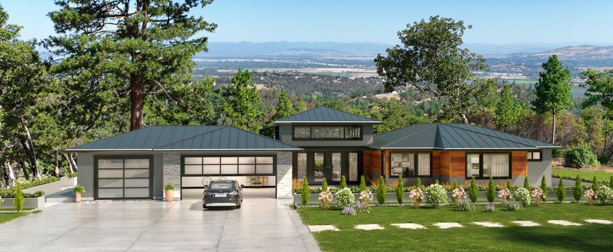 Come tour Coleman Hills! This proposed Asher Homes residence captures the essence of refined rural living - perfect for a private 20ac lot. Maximizing natural light & valley views, the single-level modern home merges efficiency with artful design—creating a sanctuary. Inside, expansive windows frame the horizon from the primary suite, great room, kitchen, & covered outdoor patio. Custom built-ins, large-plank hardwood flooring, & a stone fireplace with reclaimed wood mantel anchor the interior's warm contemporary aesthetic. Every element reflects Asher Homes' decades of experience in high-performance, sustainable homebuilding. Constructed to Earth Advantage Platinum standards, the design incorporates a 5-stage high-efficiency HVAC with air purification, radiant floor heating in the primary bath, solar-ready infrastructure, & a wildfire-conscious material palette. Coleman Hills & Asher Homes combine to deliver a breathtaking end product overlooking the beautiful Rogue Valley.