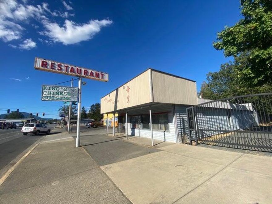 Join us in Cave Junction's beautification project!  Bring your business and enjoy highway frontage in this historical building that has served Chinese Cuisine for many years.  Customers will want to stop on their way to or from the Coast, to the Oregon Caves and the many attractions Cave Junction has to offer.  These walls tell it all with old fashion booth seating, an open greeting area a large industrial kitchen, a bar and a large prop storage area.  Parking is available for approximately 10 vehicles with just a short distance to the front door.  Schedule your viewing to see all that is included.