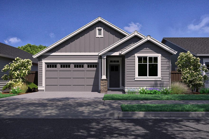 $15K Buyer Bonus when using builder preferred Lender!  Homesite #42 - STARTED!  - single level Wembley floorplan on a 7,594 sf lot.   North Trailside,is a community of single-family homes nestled in Redmond's thriving southwest district.    Enjoy the large great room open kitchen layout leading to a large covered patio in the back also accessed from the primary suite.  The primary suite is thoughtfully placed separate from the other bedrooms and the primary bath includes a tile shower and WIC. The kitchen and all bathrooms offer solid Quartz counters and luxury laminate plank flooring throughout. As in all Pahlisch Homes, well-crafted finishes are used throughout.  Let the HOA care for your front yard and enjoy all the Redmond OR has to offer. Front and backyard landscaping, fencing and AC included plus much more.  Home is under construction with an estimated completion in Feb/Mar 2025.  Photos are of similar home, specs will vary.  Upgrades added and color selections chosen.