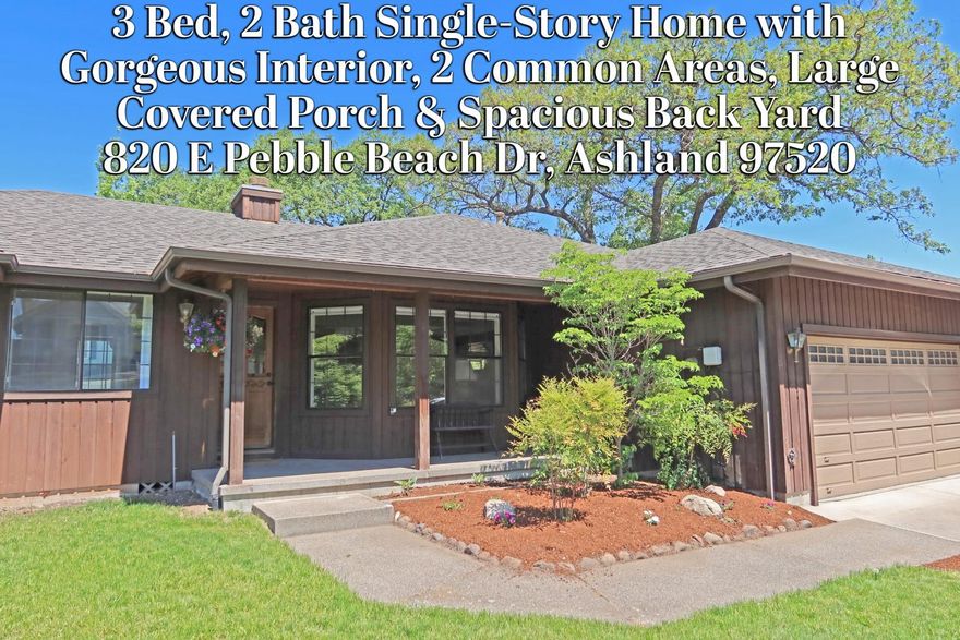 Amazing contemporary upgrades with large covered deck make this Ashland single story beauty a must tour! Open concept kitchen will delight any cook! 2 roomy common area BOTH have fireplaces! 3 bedrooms and 2 baths, large mudroom/laundry area,  gorgeous landscaping and an attached 2 car garage make this unique move in ready property a must tour! 3D virtual reality interior video, drone aerial exterior video, inspection, floorplans, and measurements available on MLS. Contingent upon seller finding replacement property. Appointment only and please do not disturb owners.