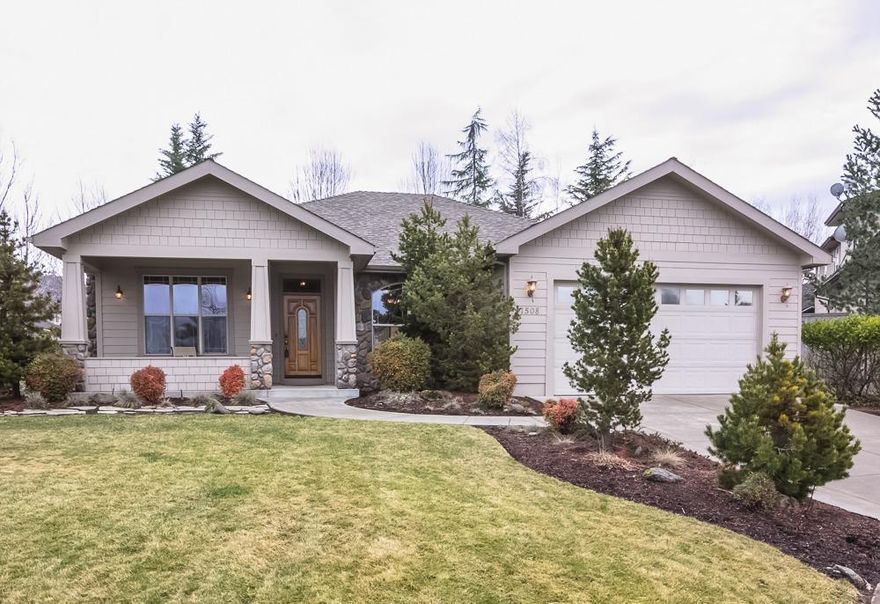 Wonderful Hillcrest Meadows single level home. Split floor plan has formal living room with columns and gas fireplace, vaulted family room with a second gas fireplace, 9' ceilings throughout the home and all in excellent condition. The large kitchen has granite counter tops and breakfast bar, solid maple counters in the bath, skylight and large walk-in shower. The other bedrooms are both large and all bedrooms have walk-in closets. The maple cabinets throughout the house provide lots of storage. The private yard in nicely landscaped with sprinklers and has a large covered patio with natural gas.