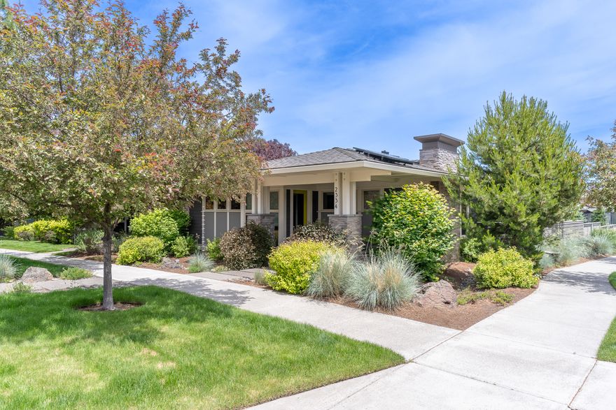 Come and see this rare NW Crossing single level zero-energy home! Built by SolAire Homebuilders, it was awarded the coveted winner of the 2012 COBA Tour of Homes for it's unique and modern design, energy efficiency, and outstanding craftsmanship. This beautiful home will captivate you with its beautiful bamboo floors, custom maple cabinetry, designer tile, and coffered ceilings throughout the kitchen, living, and hallway. The abundance of natural sunlight that streams in from the well placed windows make the home feel full of light and life. Equipped with a Mitsubishi ductless heating and air conditioning system as well as solar panels with solar hot water, this home is not only aesthetically pleasing but energy efficient as well. Outside, you will find a 2 car garage and a flex room, perfect for storage or a workout room. The luxurious landscaping creates a peaceful atmosphere around the courtyard that is south facing and very private.