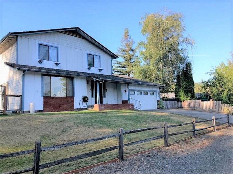 Relax & enjoy your surroundings, entertain family & friends in this Classic 2 story home. 3 large bedrooms, 3 baths, formal living & dining rooms plus family dining & family room with brick fireplace, hearth and bookshelves and room for entertaining. Good sized kitchen, with lots of counter top & pantry. Refrigerator is recessed, which gives more floor space. Master suite features 2 closets, ceiling fan & a balcony for a very relaxing view. Master bath offers dual sinks & another closet. Enjoy your morning beverage or evening dessert on the covered patio next to beautiful landscaping with rose garden & several fruit trees. There's a Gazebo & a large patio for relaxing and enjoying the outdoors. Attached, finished two car garage with shop area & lots of storage cabinets. Room to park an RV in a fenced area next to the garage. All on a dead-end street. Home is well maintained and is move-in ready.