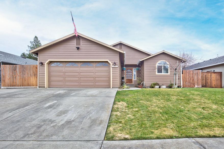 Charming 3 bdrm-2 bath, 1522 Sq-ft home has space for the whole family.  The front porch is very inviting with a beautiful water feature as you walk up.  Upon entry into the home, enjoy the vaulted ceilings in the living and family rooms, upgraded lighting and ceiling fans throughout, primary bedroom has large walk-in closet and new flooring.  Family room opens up into a great back yard for those family BBQs as well as a large above-ground pool, a wonderful gazebo with lights and cedar-covered shed.  Low maintenance front and back yards have sprinkler and drip systems on timers; back yard is fully fenced with the side yard fenced in for a dog area. Includes a two-car garage and gated storage for a boat or small trailer. Don't miss the chance to see this one as it's close to town and in a great neighborhood!