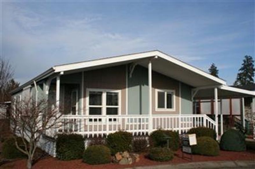 Great 2 bedroom 2 bath double wide manufactured home in desirable 55+ Park. Move-in ready! Very clean, one owner, no pets, no smoking. Home only-no land included. Nice open floor plan w/lots of windows & skylights making it light & bright. Easy care landscaping w/drip system, area in back for garden. Storage shed with work bench & shelving. Covered deck w/outdoor carpeting. Nice place to call home. All measurements are approx. and all info is subject to change.